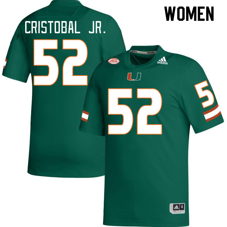 Women #52 Luis Cristobal Jr. Miami Hurricanes College Football Jerseys Stitched Sale-Green